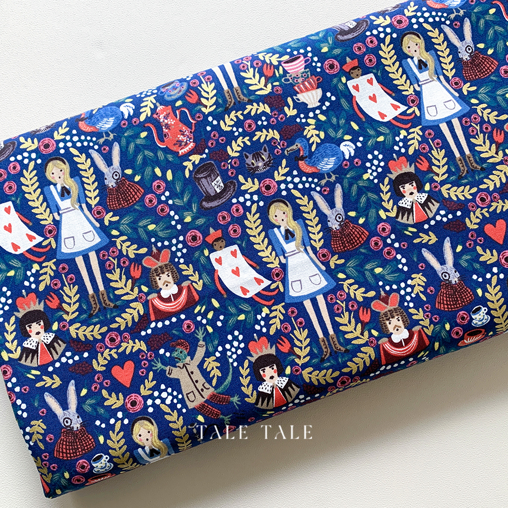 美國品牌燙金布-愛麗絲仙境-深藍-AB8013-001-$215半碼-1