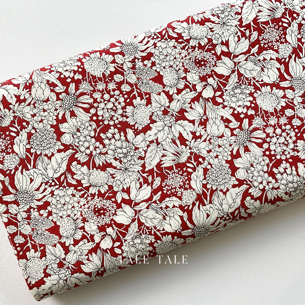 日本品牌棉布-花之速寫-紅-6879-E-$150半碼-1
