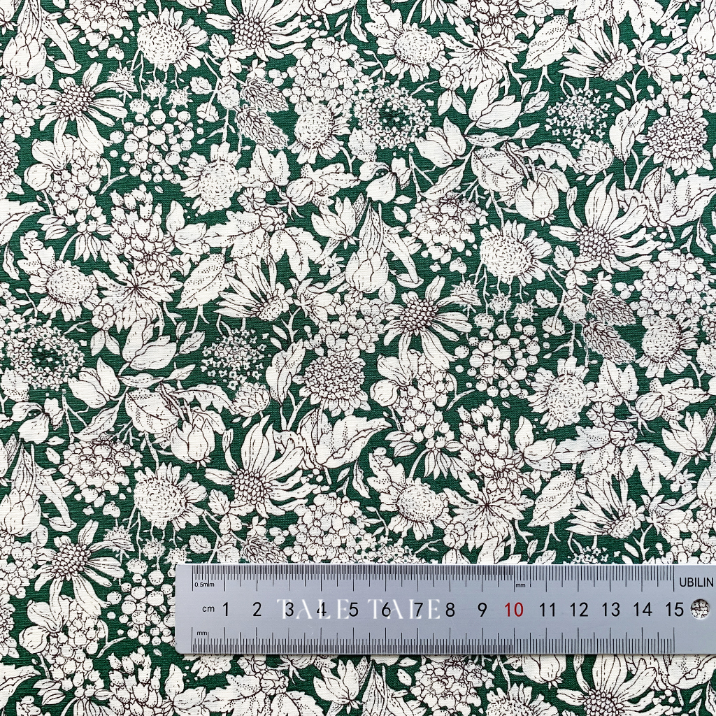 日本品牌棉布-花之速寫-深綠-6879-G-$150半碼-4