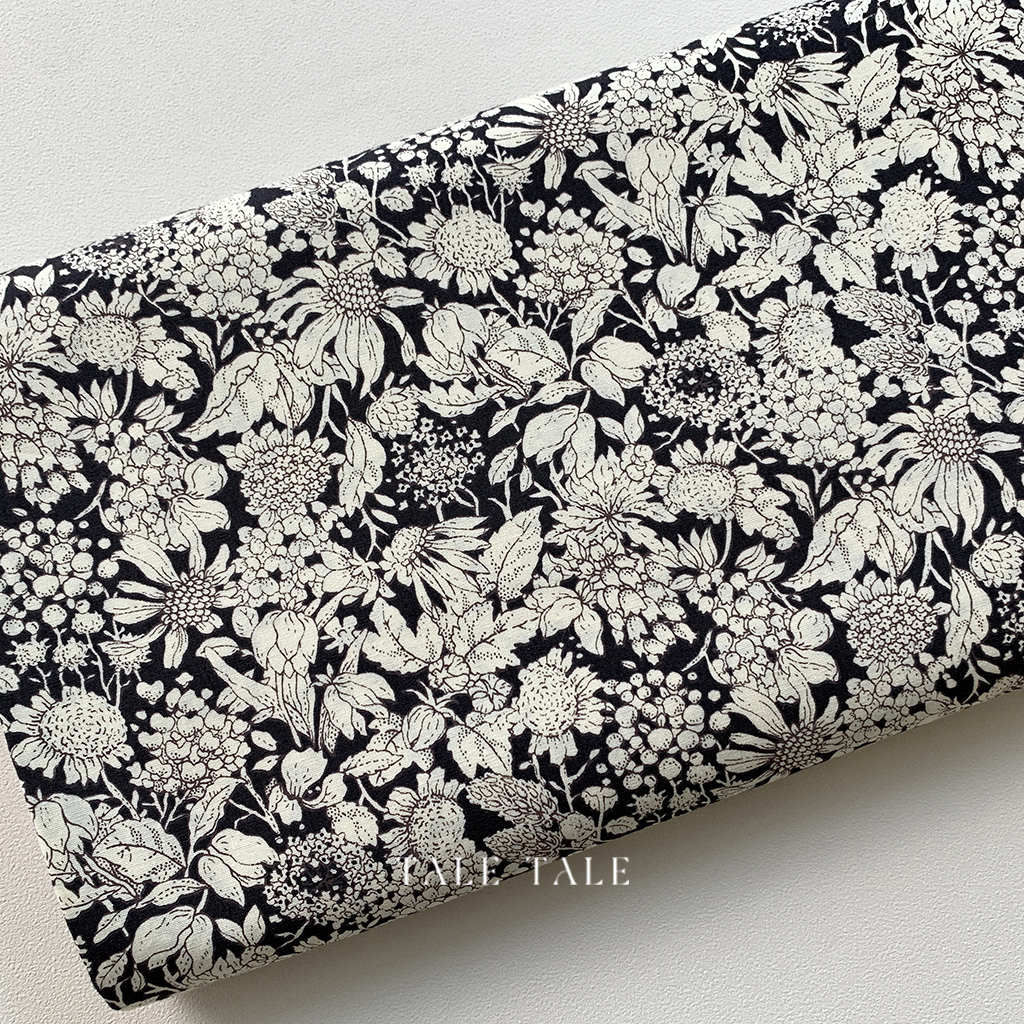 日本品牌棉布-花之速寫-黑-6879-H-$150半碼-1