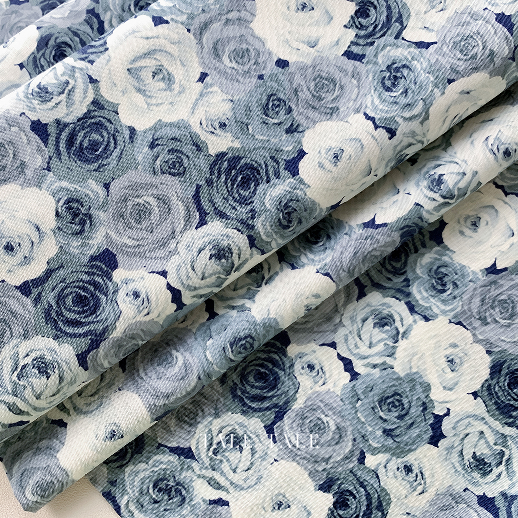 日本品牌棉布-薔薇之戀-藍-73-88000-1C-$240碼-4