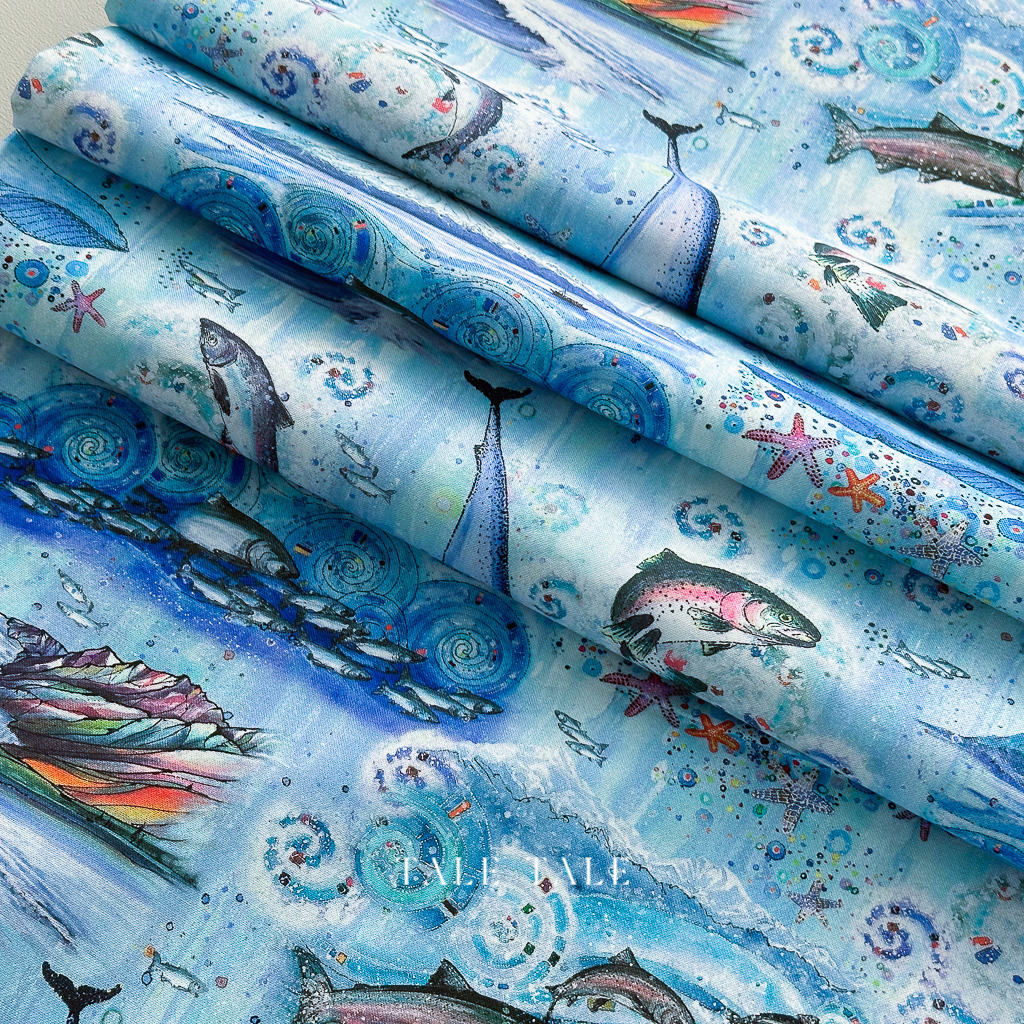 美國品牌棉布-海洋動物插畫-WWAT5482-B-$210半碼-5