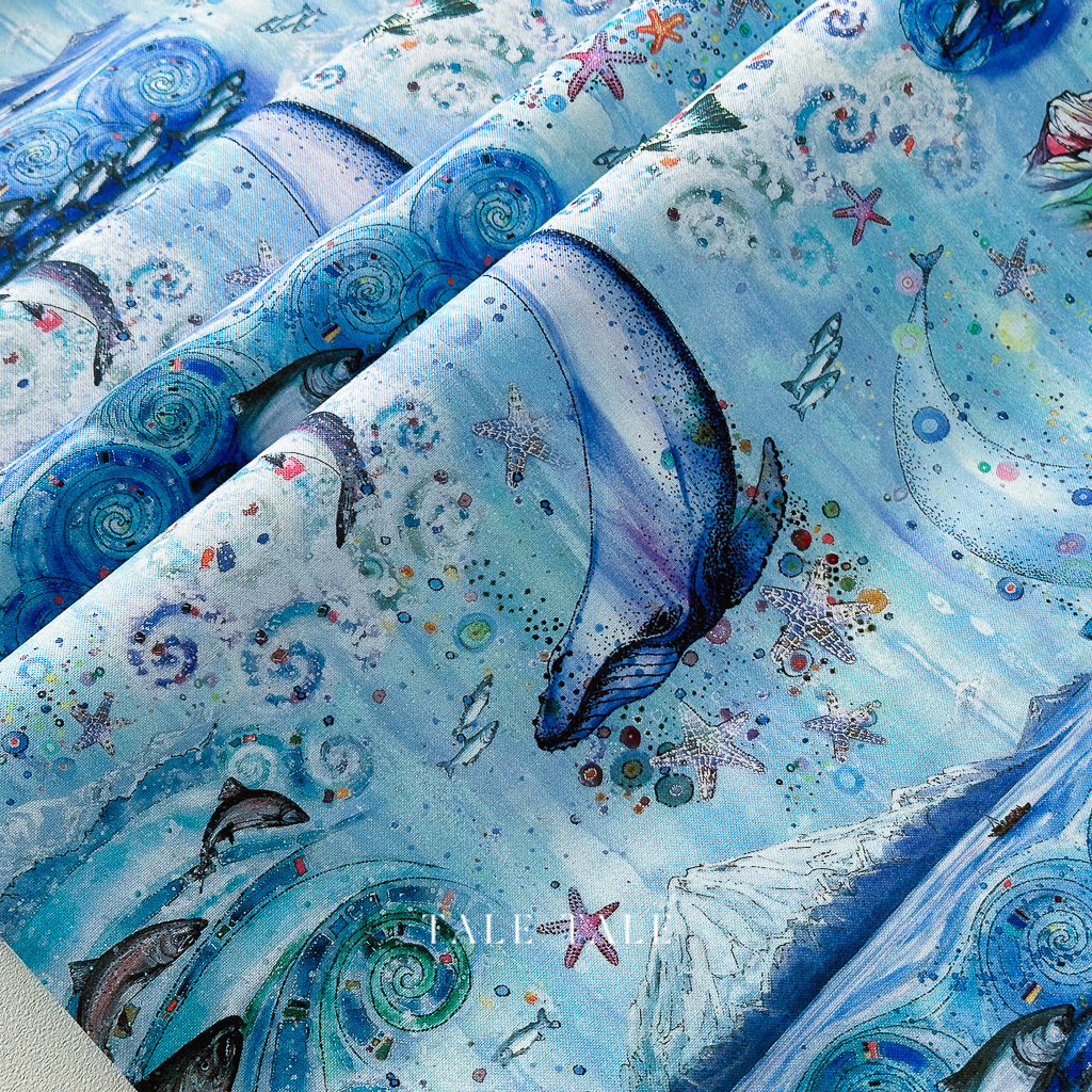 美國品牌棉布-海洋動物插畫-WWAT5482-B-$210半碼-4