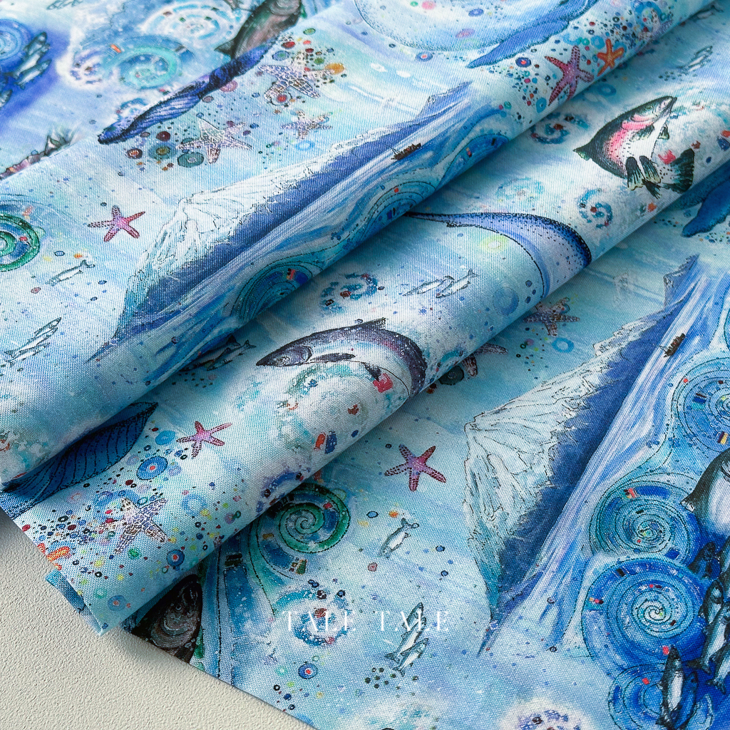 美國品牌棉布-海洋動物插畫-WWAT5482-B-$210半碼-6