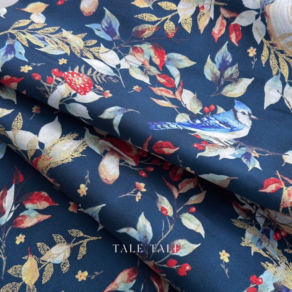 美國品牌燙金布-青鳥之歌-藍綠色-W5354-21G-$210半碼-4