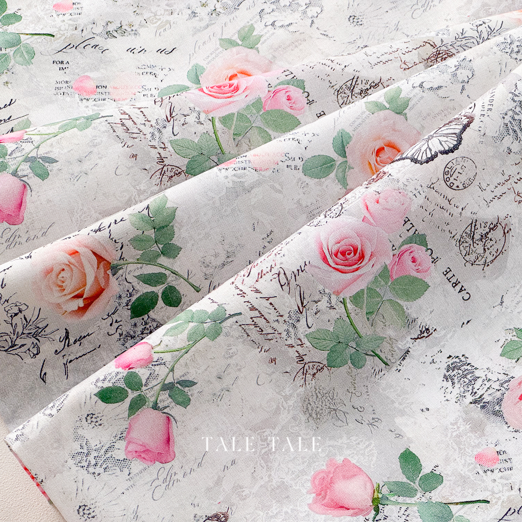 美國品牌棉布-蕾絲玫瑰剪影-米-ROSE-CD3144-BEIGE-$195半碼-7