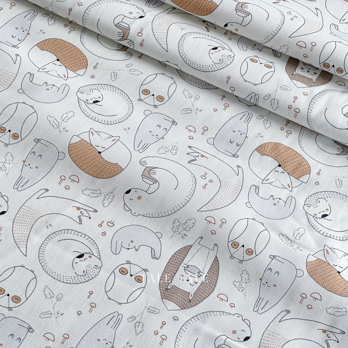 美國品牌棉布-彎彎動物森林-奶油色-Y3995-2-$205半碼-6