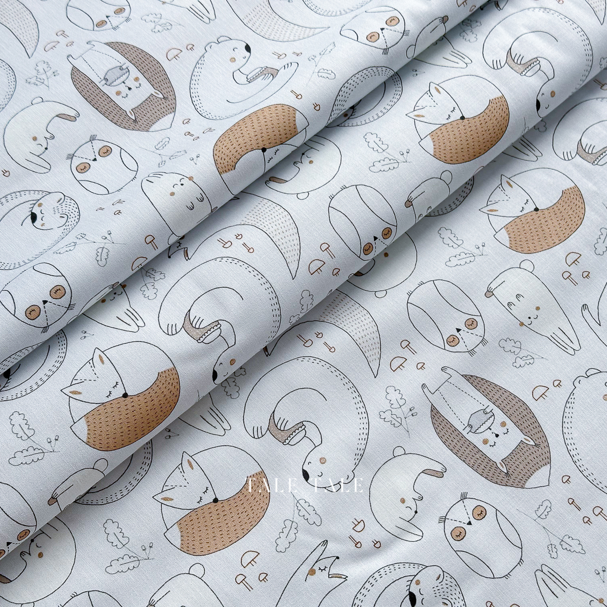 美國品牌棉布-彎彎動物森林-冷灰白-Y3995-137-$205半碼-5