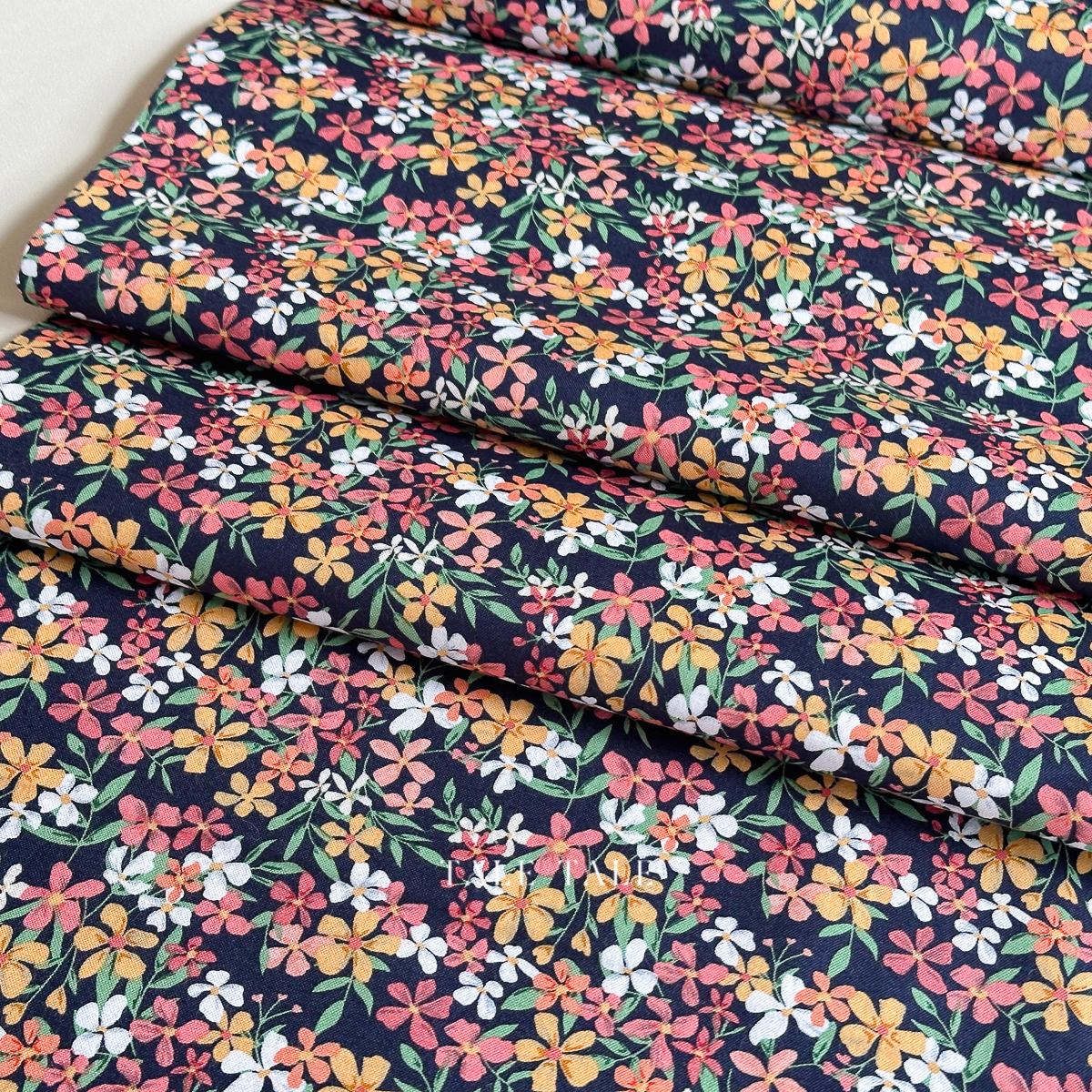 美國品牌棉布-油畫花園-深藍-PB24650-$205半碼-3