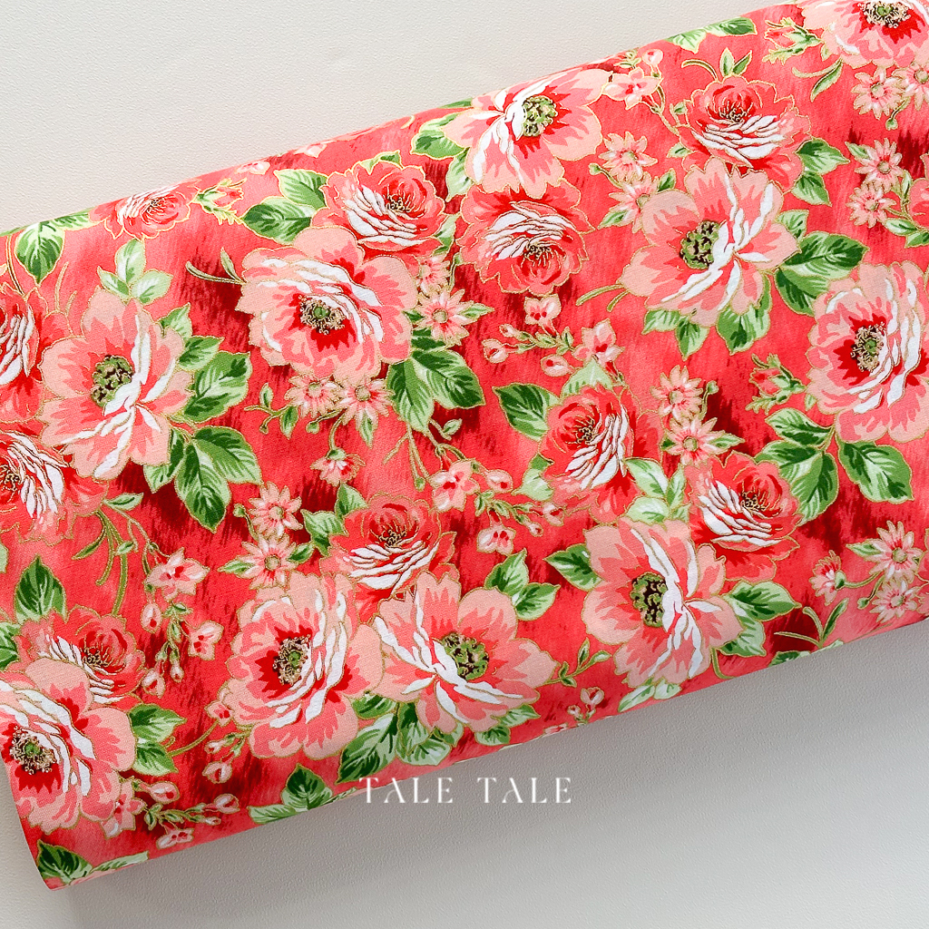 美國品牌燙金布-鑲金花叢-紅-SRKM-22541-143-$315半碼-7