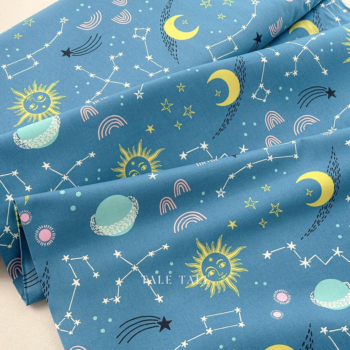 美國品牌棉布-恆星與星光-藍綠-夜光效果-DG11098-BLUE-D-$215半碼-5