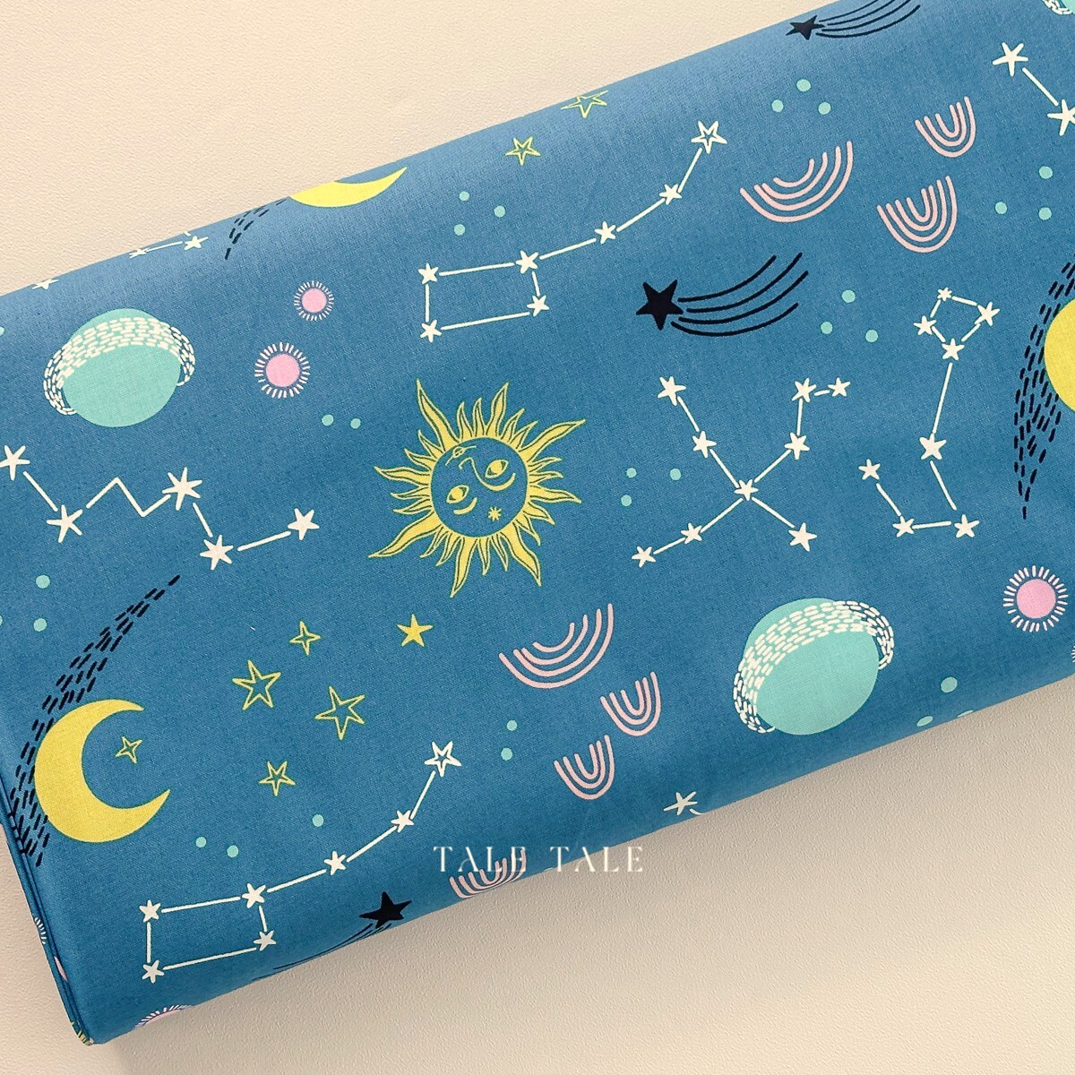 美國品牌棉布-恆星與星光-藍綠-夜光效果-DG11098-BLUE-D-$215半碼-7