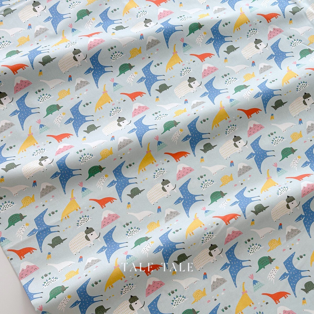 美國品牌棉布-史前動物-藍-120-21825-$210半碼-3