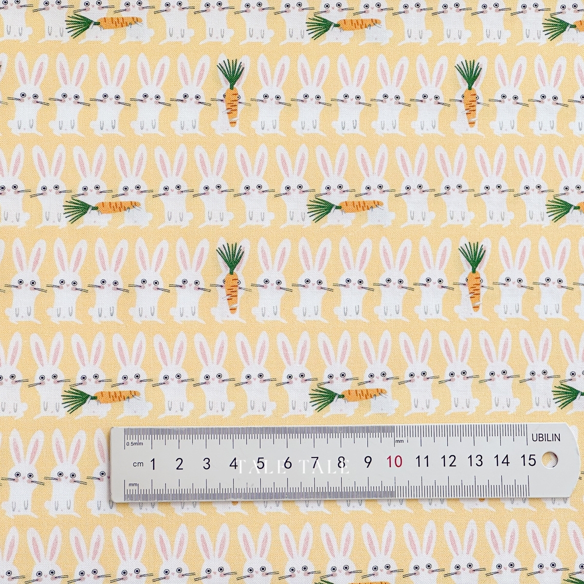 美國品牌棉布-兔兔的胡蘿蔔田-黃-STELLA-DLW3108-SUNSHINE-$210半碼-2
