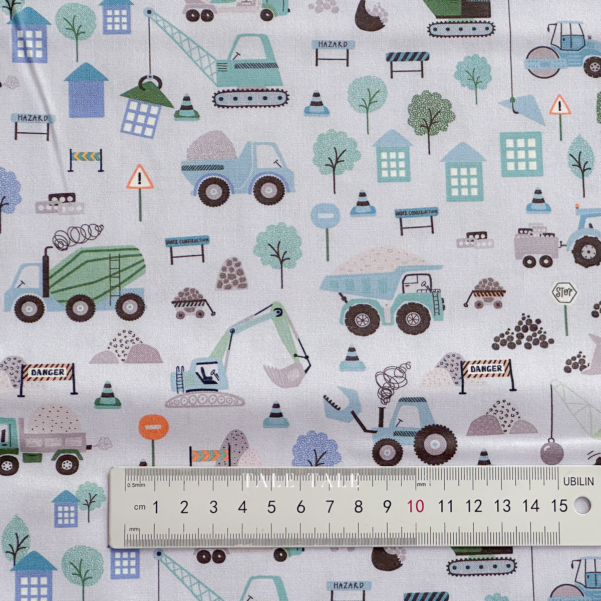 美國品牌棉布-童心工程車-灰霧-STELLA-D2985-MISTY-$210半碼-3