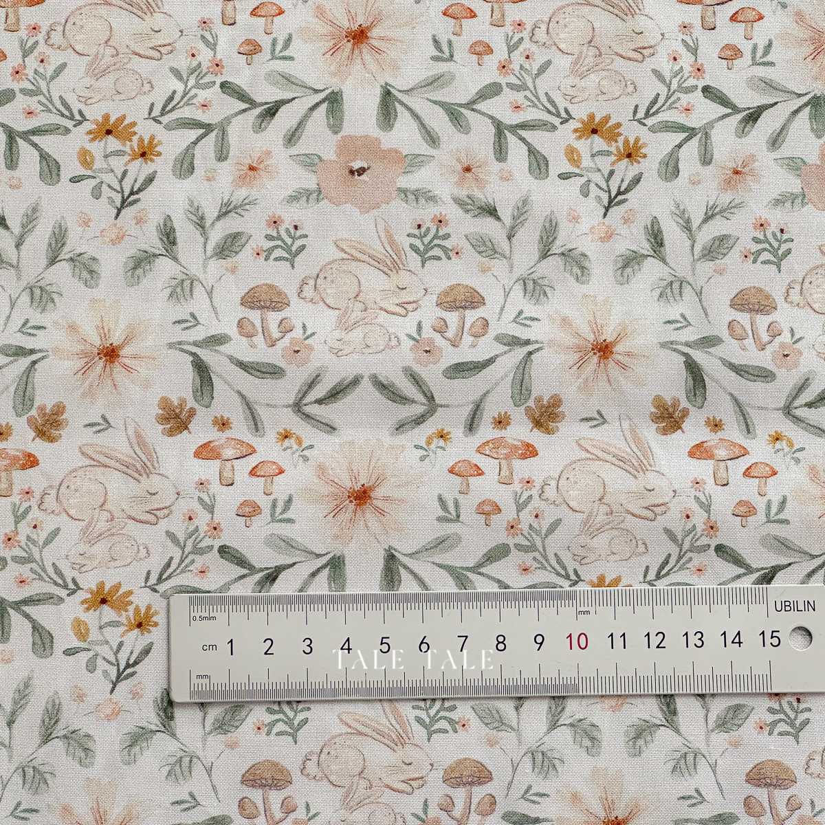 美國品牌棉布-花園裡的沉睡小兔-淺粉-STELLA-DCJ3008-LINEN-$210半碼-3