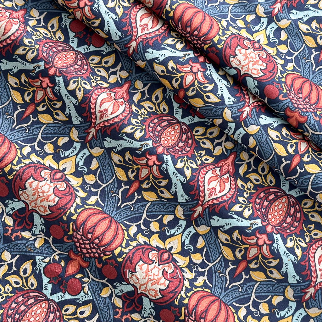 美國品牌棉布-威廉莫里斯-格拉那達圖騰-PWWM053-INDIGO-$210半碼-6
