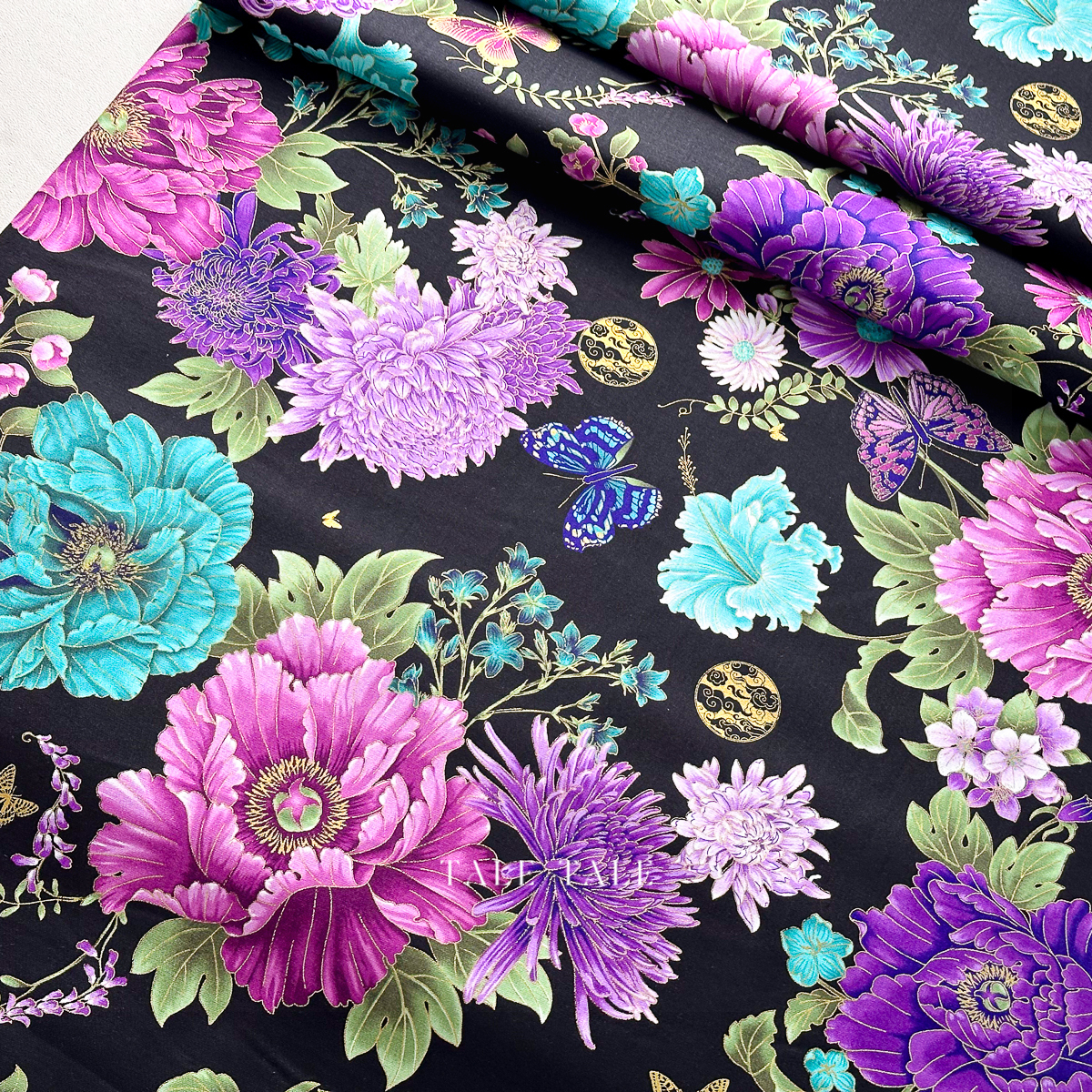 美國品牌棉布-紫色靜香-黑-FLEUR-CM3161-BLACK-$195半碼-3