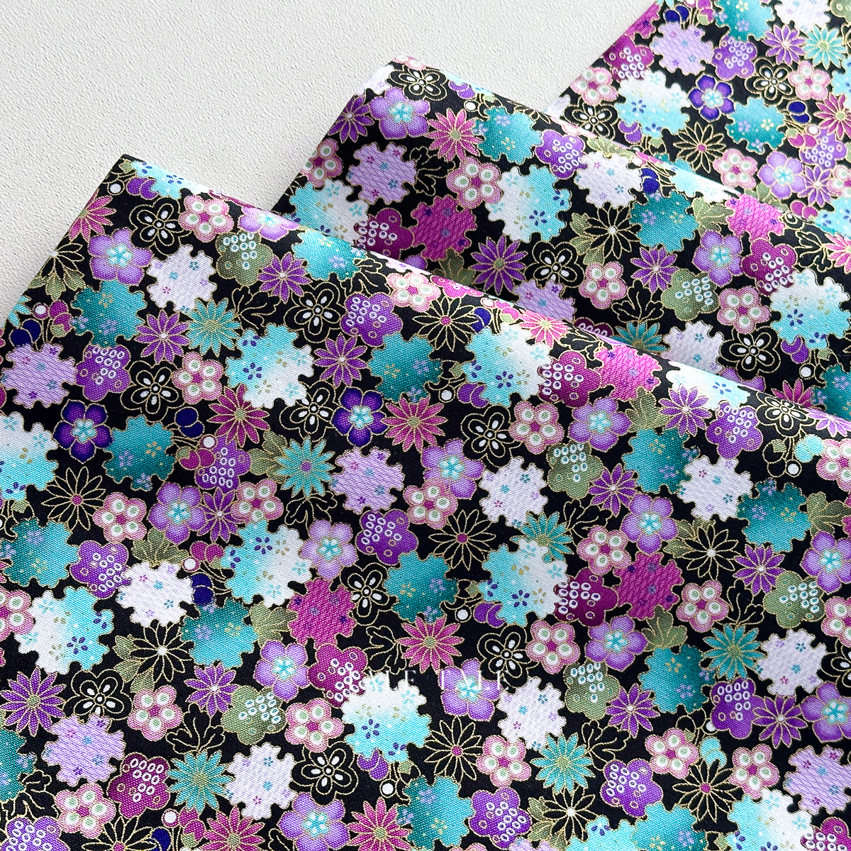 美國品牌棉布-和風小花-黑-FLEUR-CM3166-MULTI-$195半碼-9