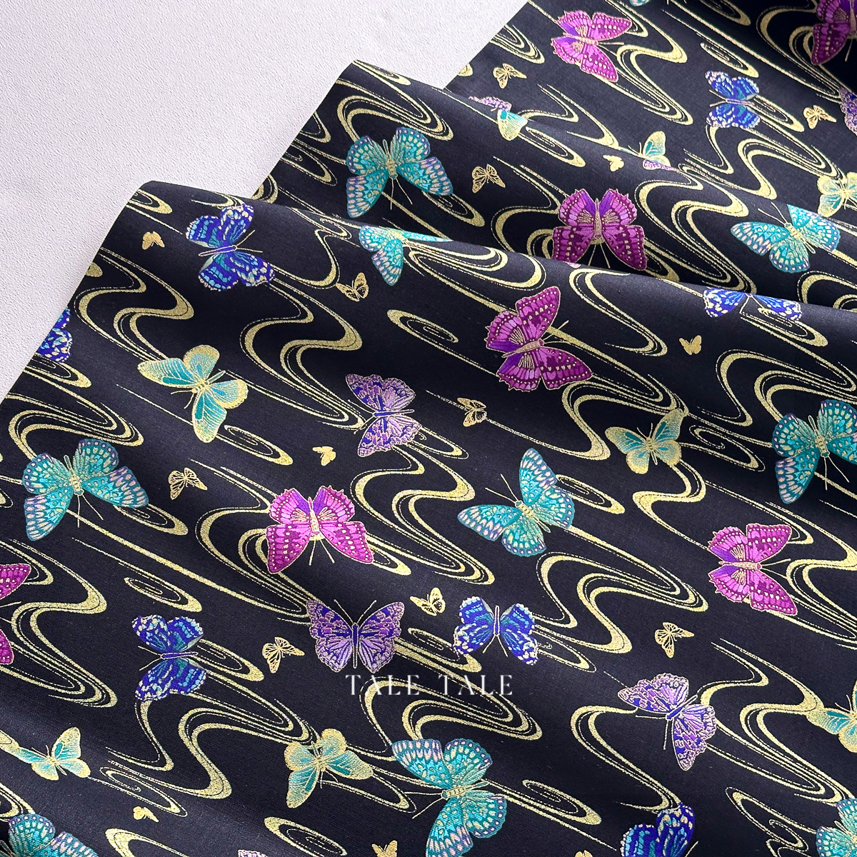 美國品牌燙金布-浮生-黑-FLEUR-CM3172-BLACK-$195半碼-2