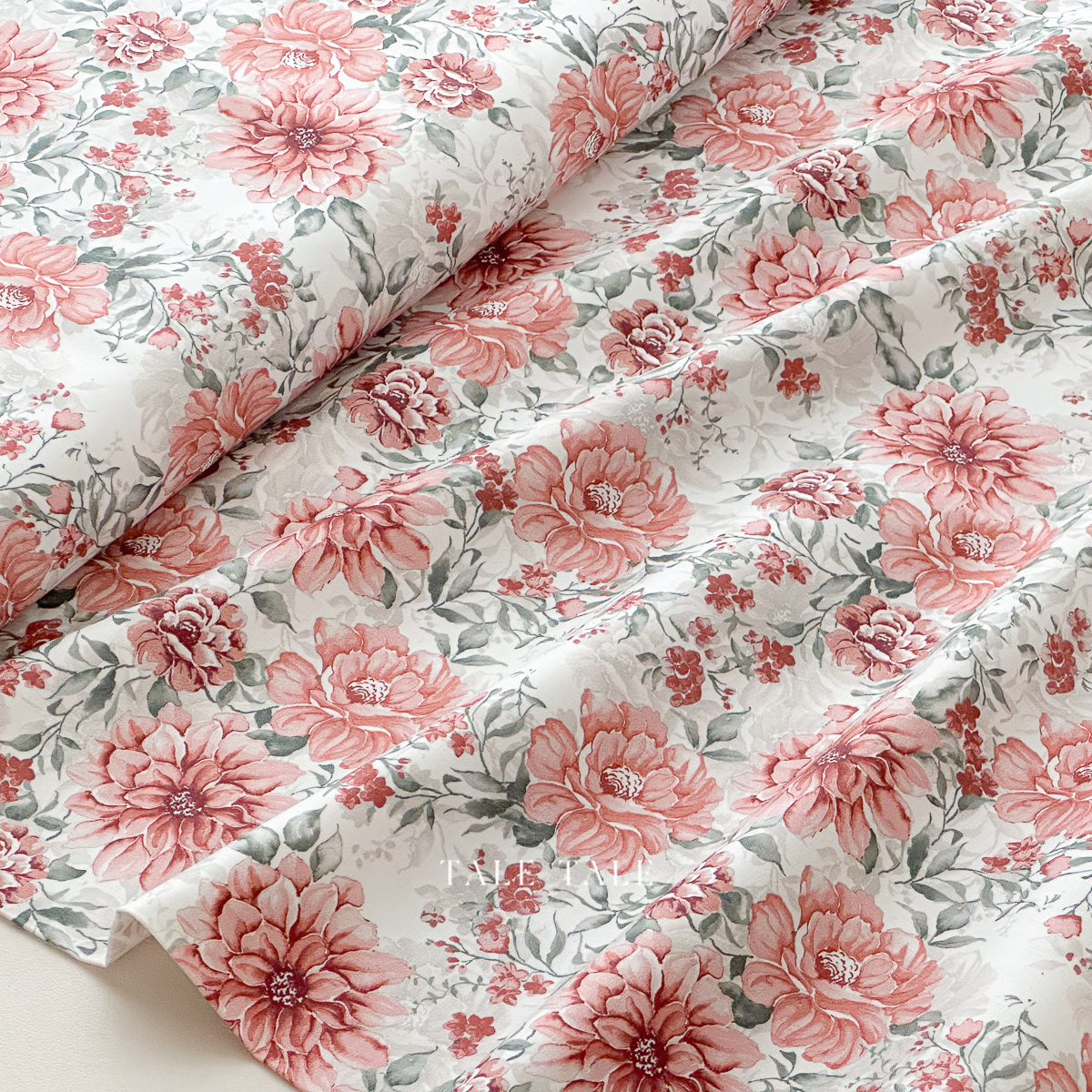 美國品牌棉布-漫步花海-米白-C15230-CREAM-$200半碼-1