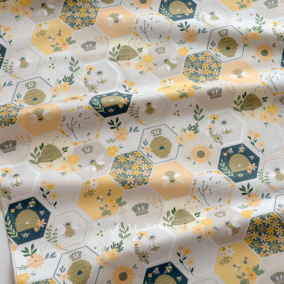 美國品牌棉布-鄉村六角蜂巢(小)-奶油-STELLA-D3060-MULTI-$210半碼-2