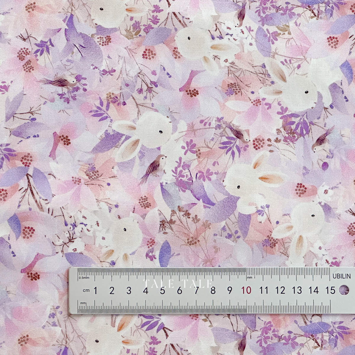 美國品牌棉布-夢幻花園小兔-粉紫-AQOD-22716-23-$190半碼-1