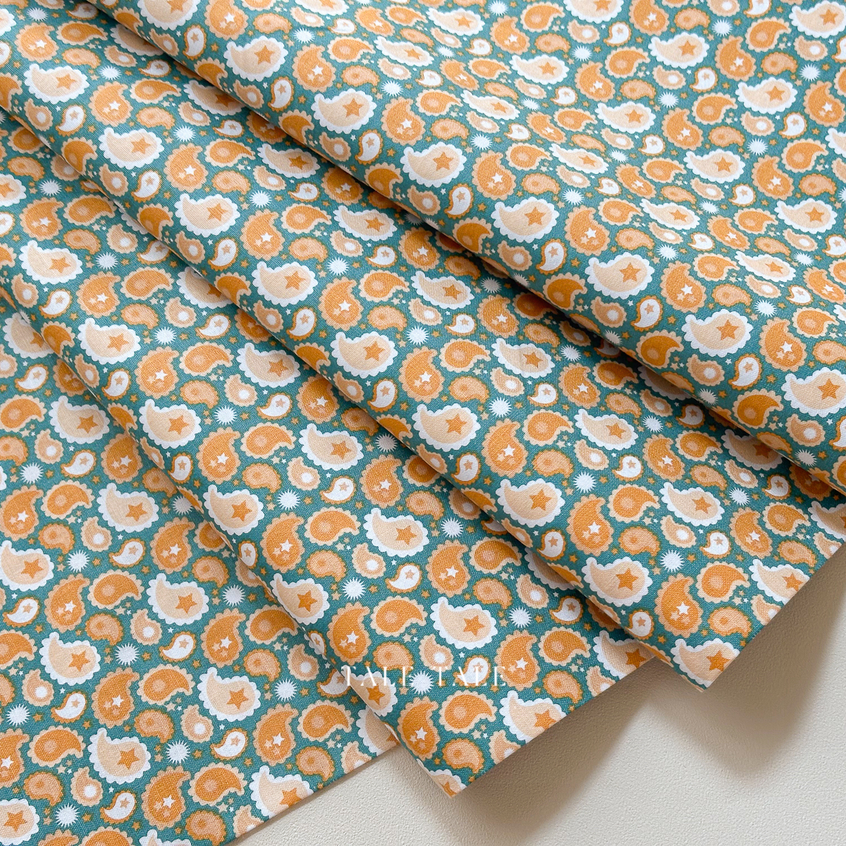 美國品牌棉布-星星佩斯理-綠-CW24820-$205半碼-1