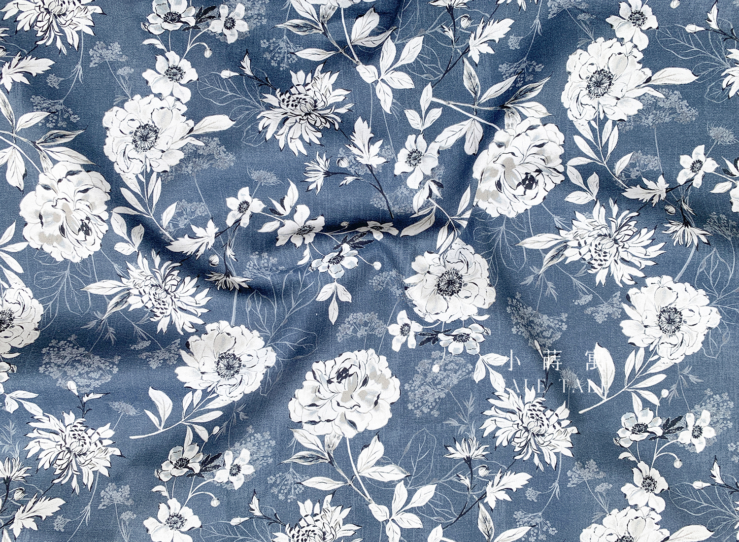 美國品牌棉布-植物園速寫-深灰藍-53082-3-$195半碼-4