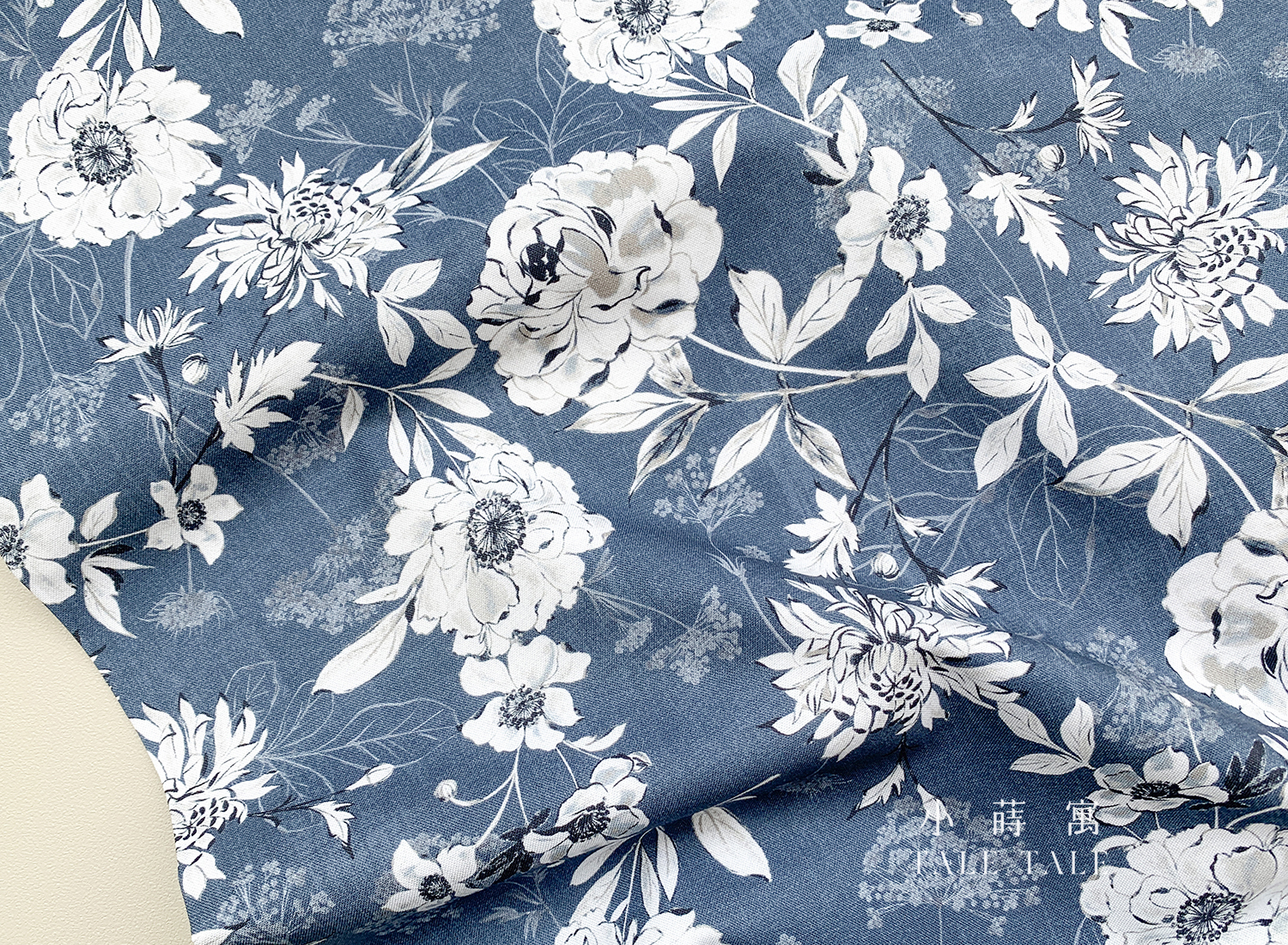 美國品牌棉布-植物園速寫-深灰藍-53082-3-$195半碼-2