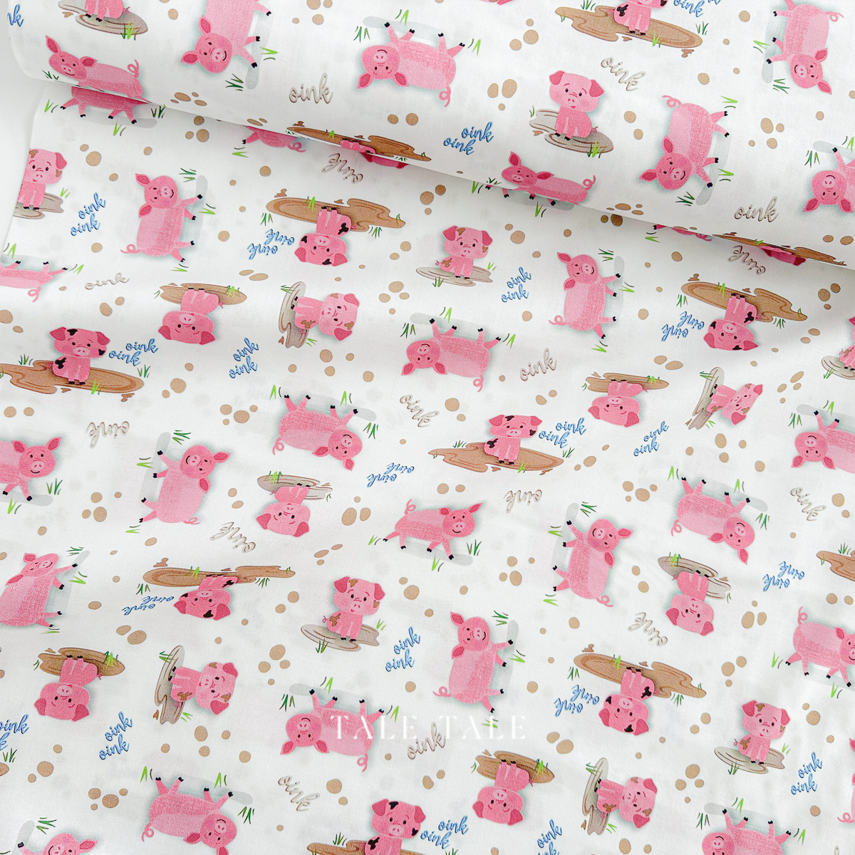 美國品牌棉布-玩泥巴粉紅小豬(0625快閃-29)-14379-09-7