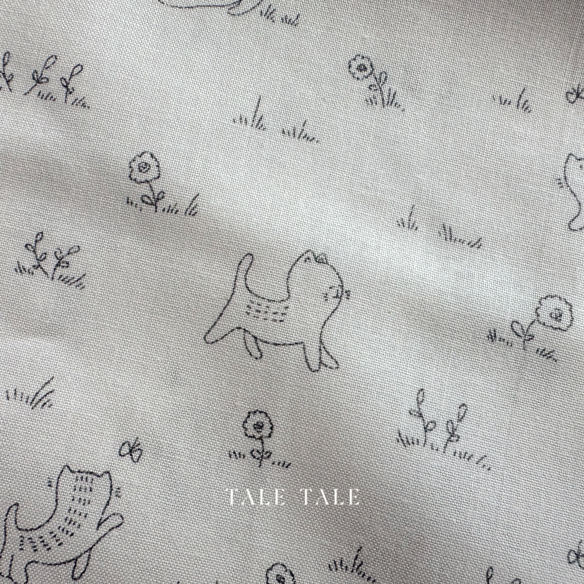 美國品牌棉布-逗趣塗鴉小貓-米-Y4570-57-4