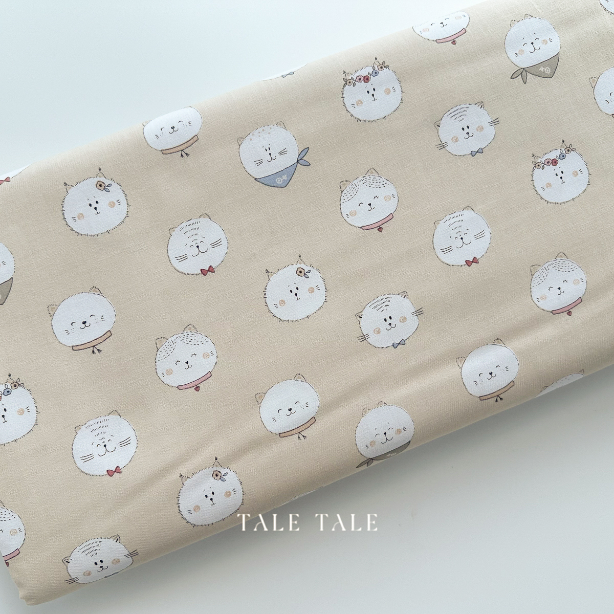 美國品牌棉布-日系小貓頭貼-駝-Y4568-11-7