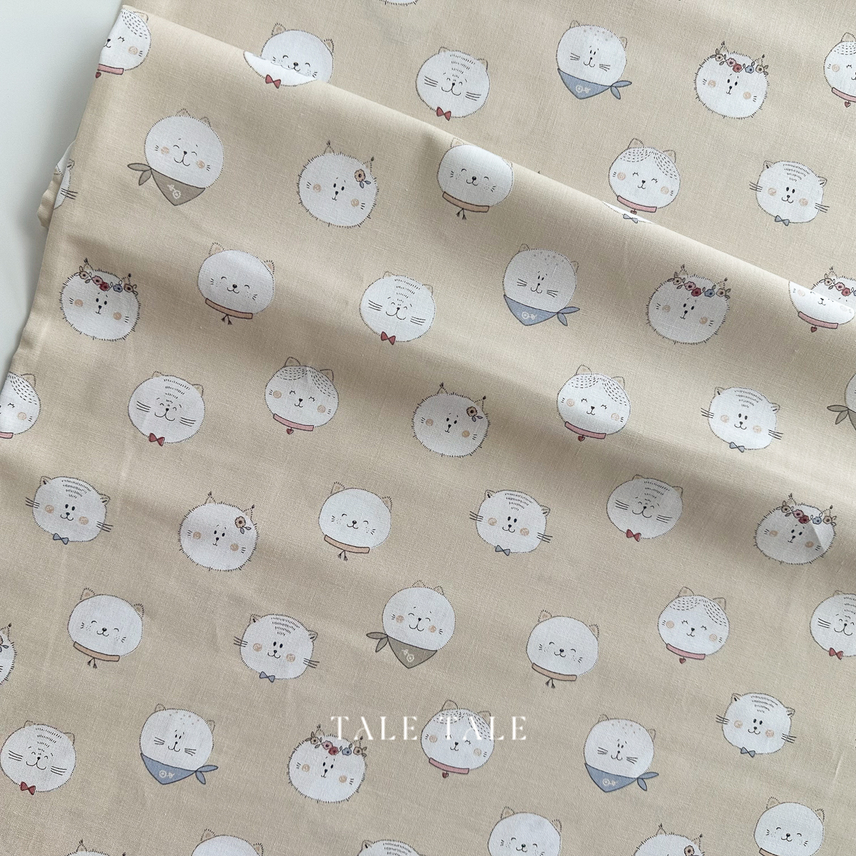 美國品牌棉布-日系小貓頭貼-駝-Y4568-11-5