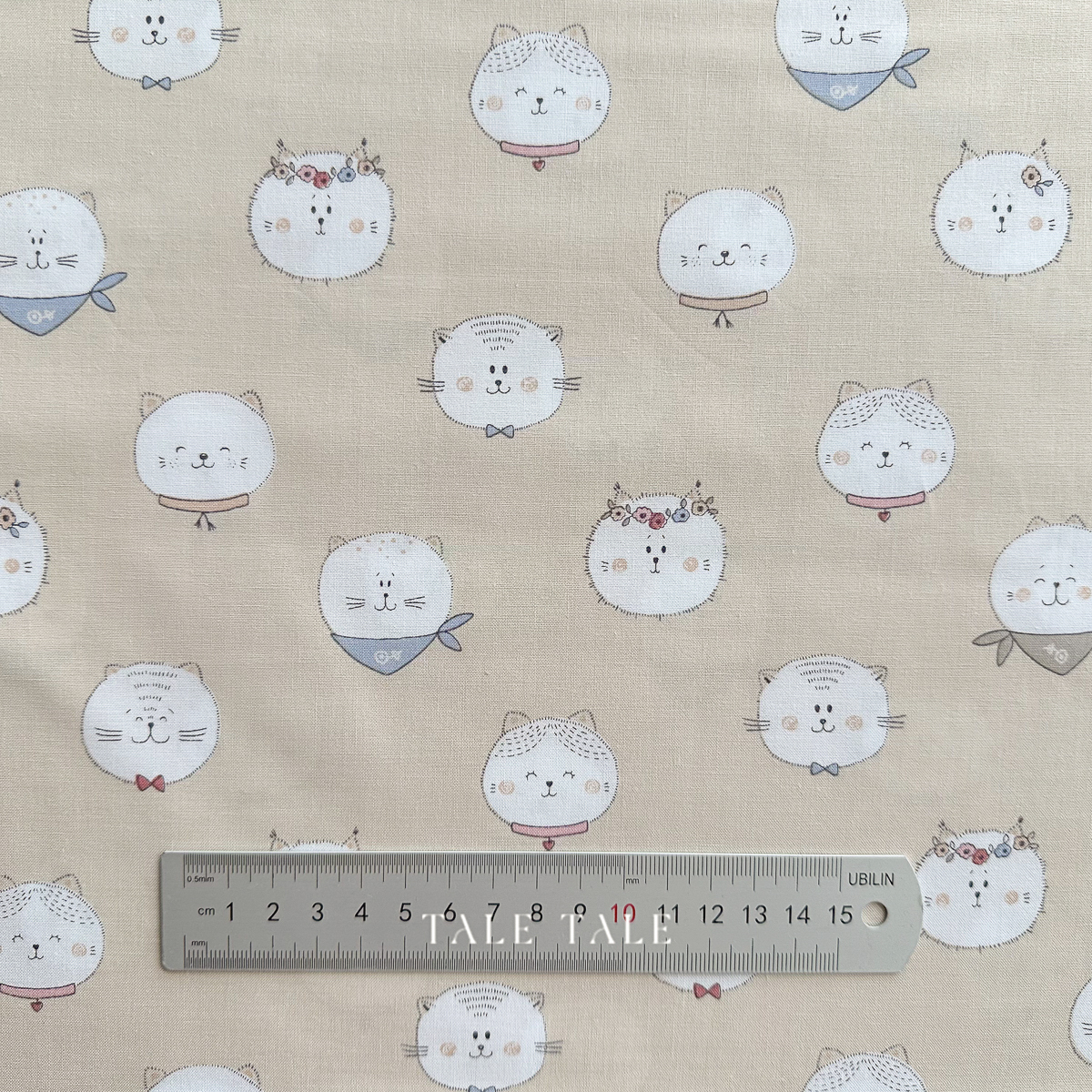 美國品牌棉布-日系小貓頭貼-駝-Y4568-11-2