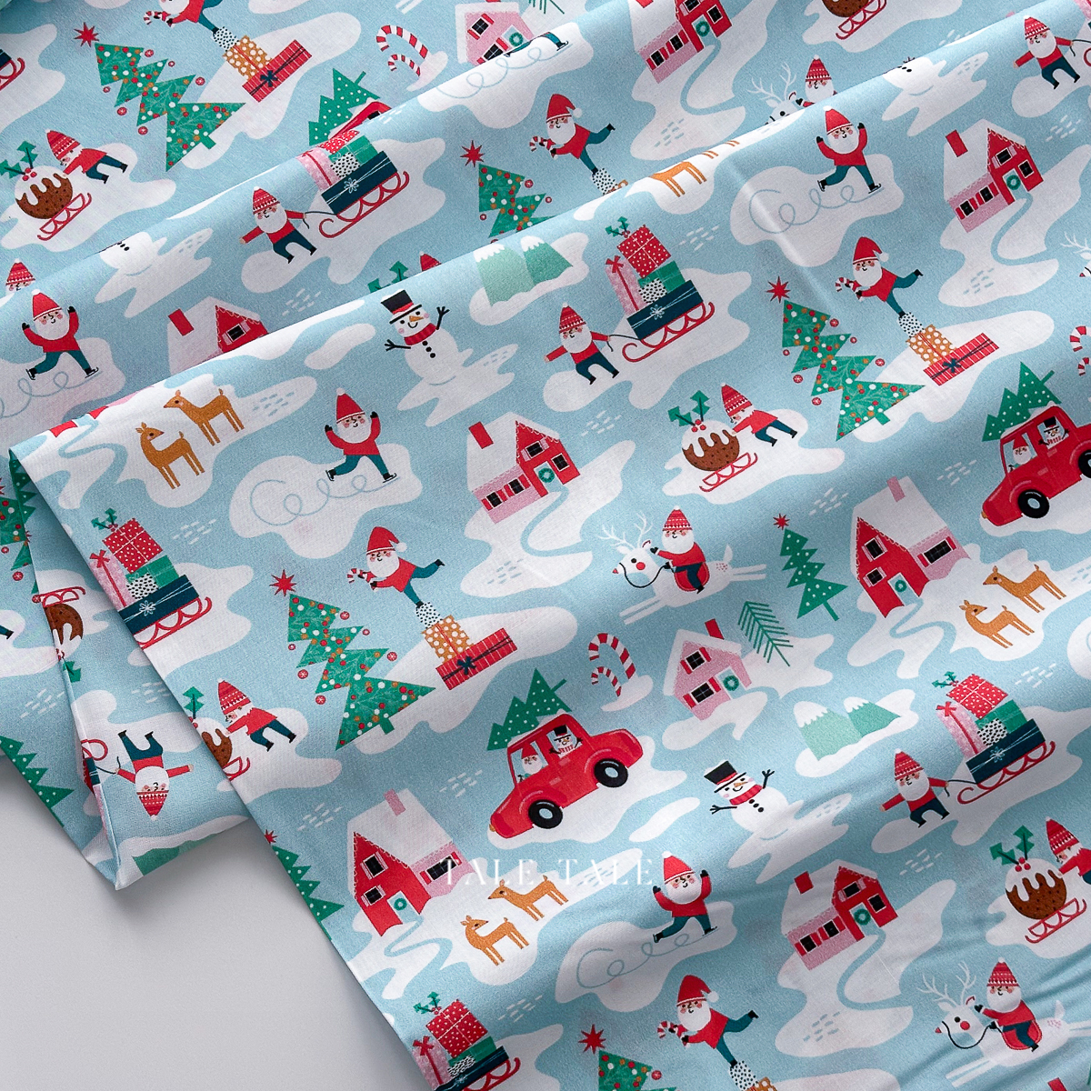 英國品牌棉布-雪地老公公-水藍-DAWOND2509-$225半碼-5