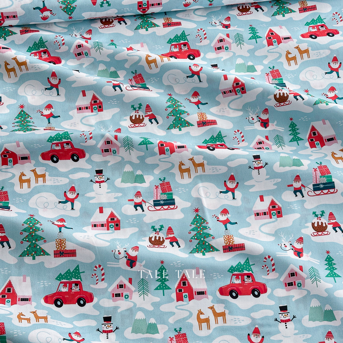 英國品牌棉布-雪地老公公-水藍-DAWOND2509-$225半碼-8