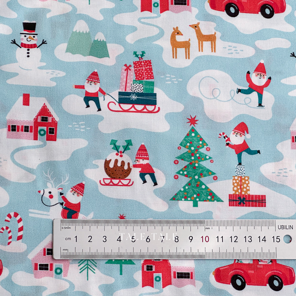 英國品牌棉布-雪地老公公-水藍-DAWOND2509-$225半碼-7