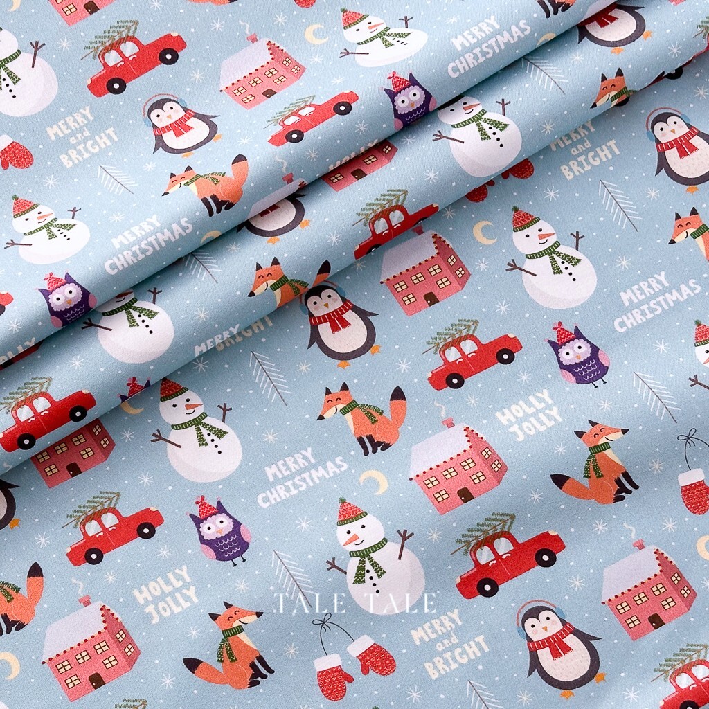 澳洲品牌棉布-歡樂聖誕-藍-DV6404-$310半米-2