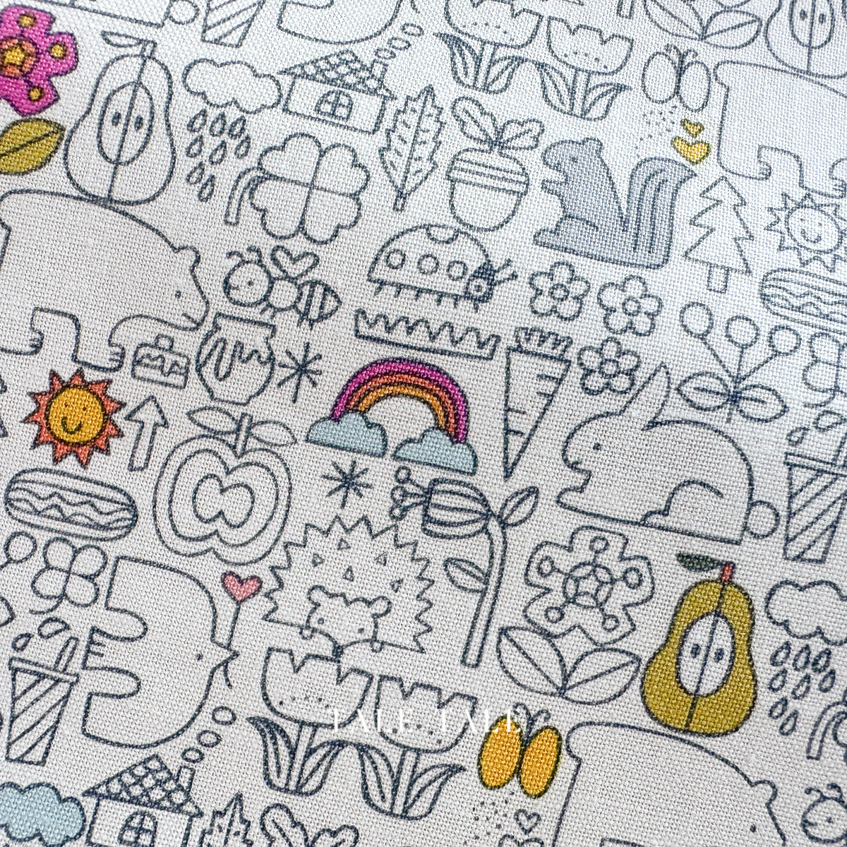 美國品牌棉布-線條動物森林-白-HO502-HD1-5