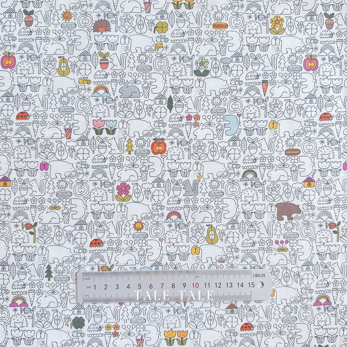 美國品牌棉布-線條動物森林-白-HO502-HD1-4