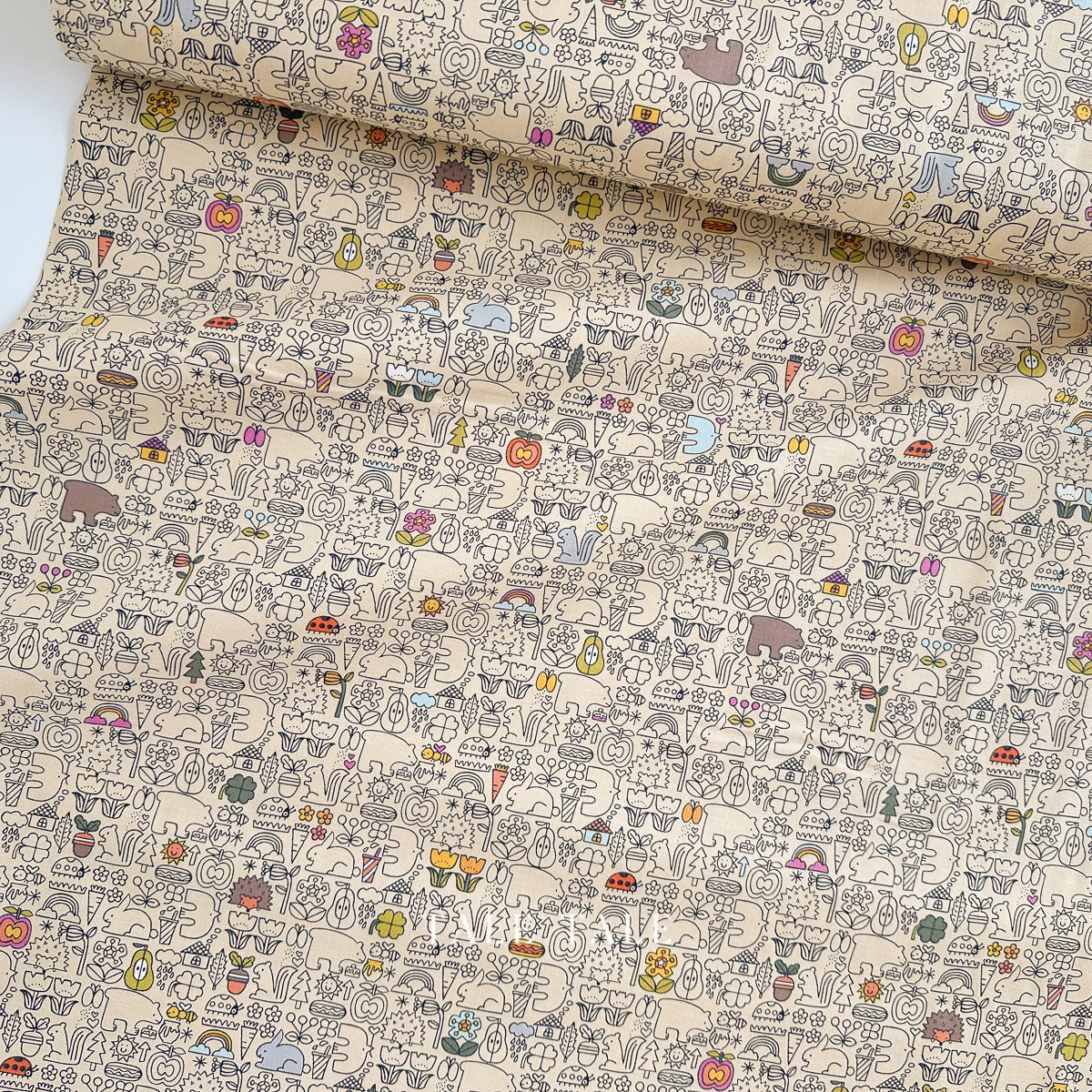 美國品牌棉布-線條動物森林-膚-HO502-BU3-7