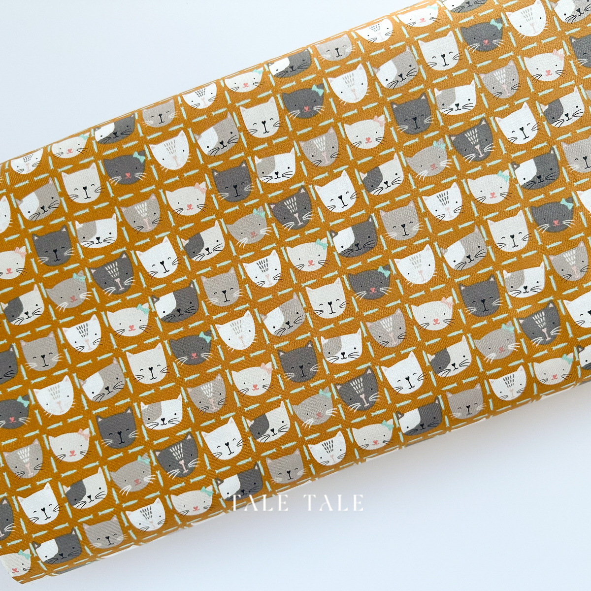 美國品牌棉布-可愛小貓咪方格-土-SD100-SM2-2