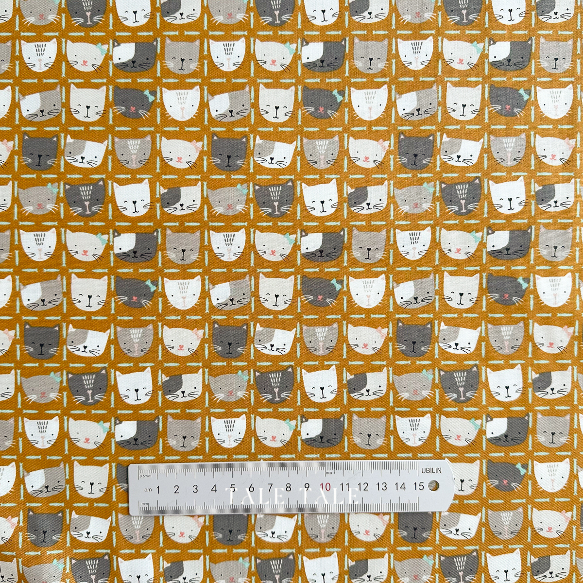 美國品牌棉布-可愛小貓咪方格-土-SD100-SM2-1