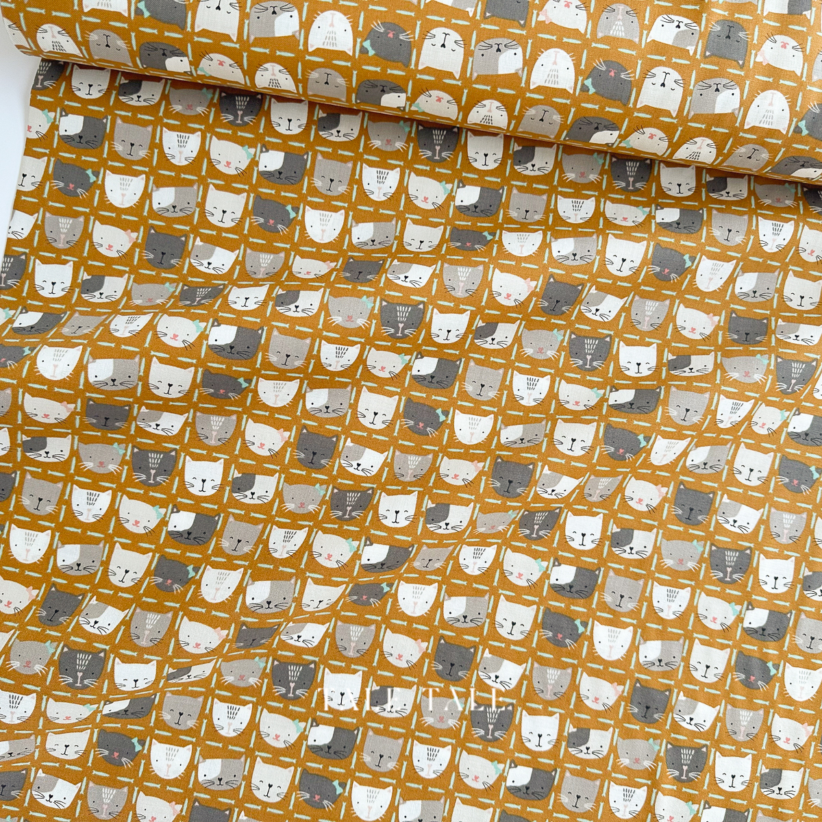 美國品牌棉布-可愛小貓咪方格-土-SD100-SM2-7