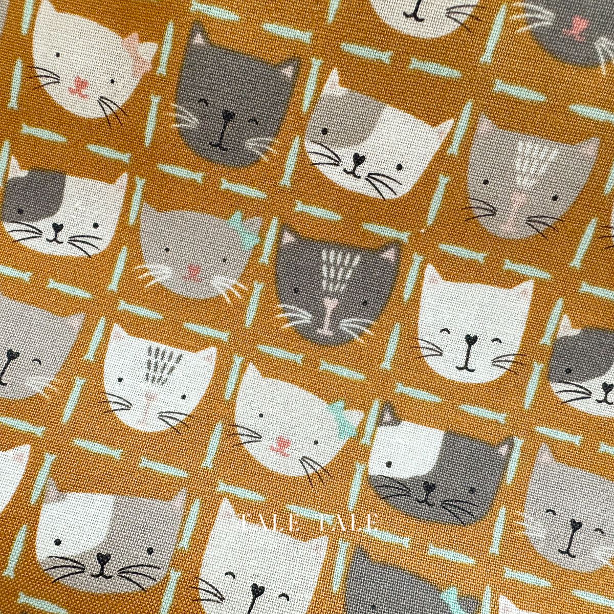 美國品牌棉布-可愛小貓咪方格-土-SD100-SM2-6
