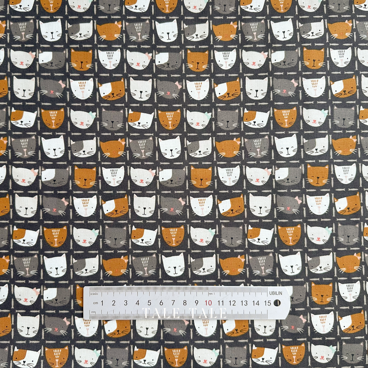 美國品牌棉布-可愛小貓咪方格-灰-SD100-CA3-7