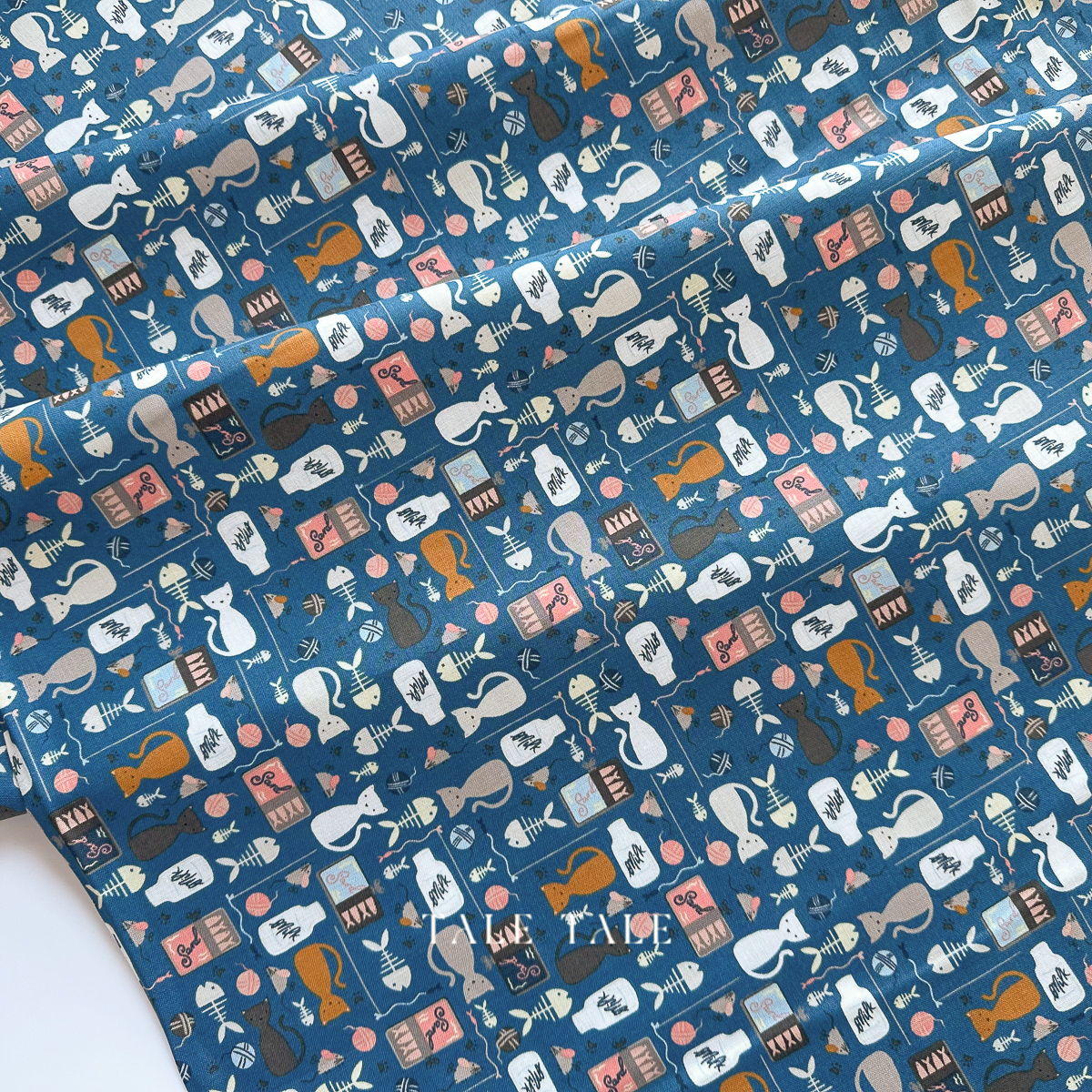 美國品牌棉布-貓咪遊樂場-藍-SD101-KK1-4