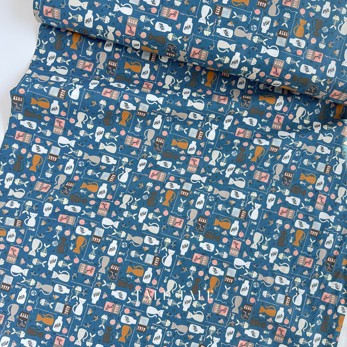 美國品牌棉布-貓咪遊樂場-藍-SD101-KK1-3