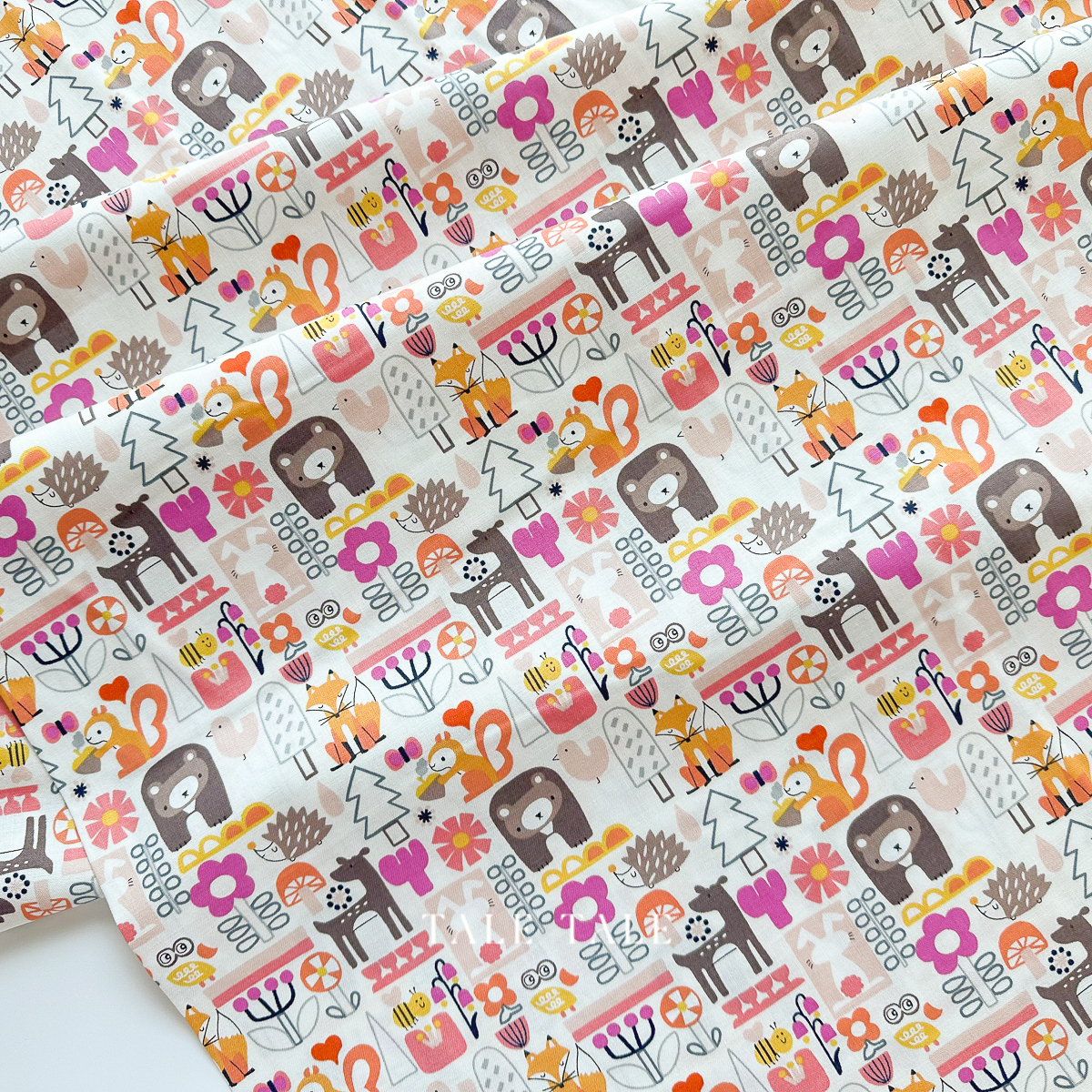 美國品牌棉布-可愛動物森林-白-HO500-WP1-7